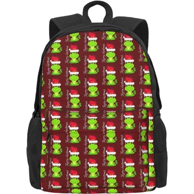 Schattige Kikkerprint Rugzak Kleurrijke Dieren Wandelrugzakken Meisjes Design Print High School Tassen Esthetische Rugzak 36x32x10cm