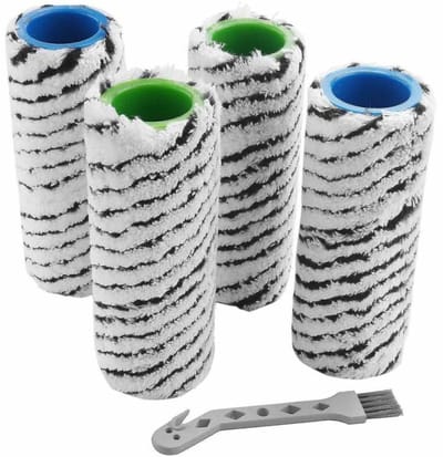 4 Stuks Vervangende Vloerrollen en borstels – Compatibel met FC7 en FC5 – Wasbare en Herbruikbare Roterende Reinigingsborstels voor Grondige Schoonmaak