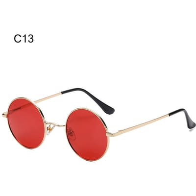 Gepolariseerde kleine ronde zonnebril Retro kleurrijke metalen punk tinten UV400 bescherming Brillen voor mannen en vrouwen C13 red