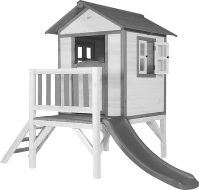 AXI Beach Lodge XL Speelhuis in Wit - Met Verdieping en Grijze Glijbaan - Speelhuisje voor de tuin / buiten - FSC hout - Speeltoestel voor kinderen