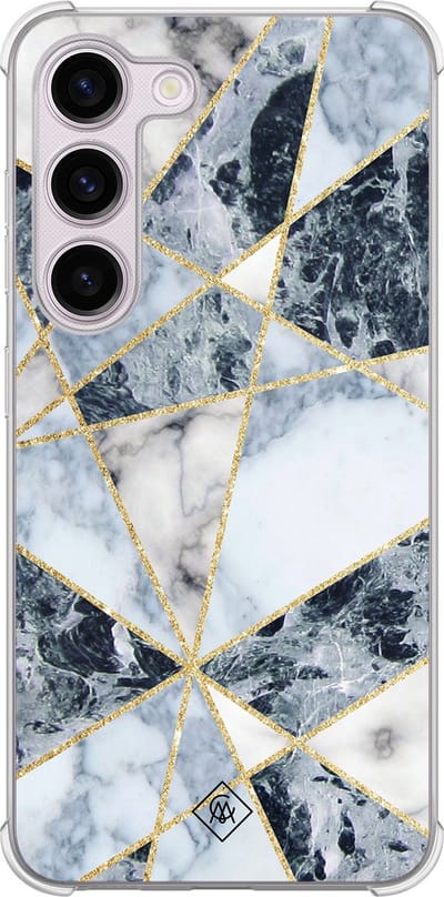 Casimoda® hoesje - Geschikt voor Samsung Galaxy S23 Plus - Marmer Blauw - Shockproof case - Extra sterk - TPU/polycarbonaat - Blauw, Transparant