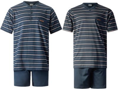 Gentlemen - 2 heren shortama's 114281 - zomer pyjamasets - knoop- en V-hals - donkerblauw - maat 3XL