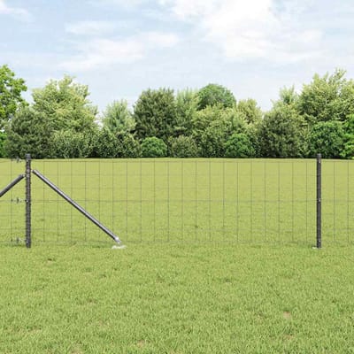 vidaXL - Euro-hek - met - grondpennen - 10 - x - 0,6 - m - PVC-Coated - Staal - Grijs - Mesh
