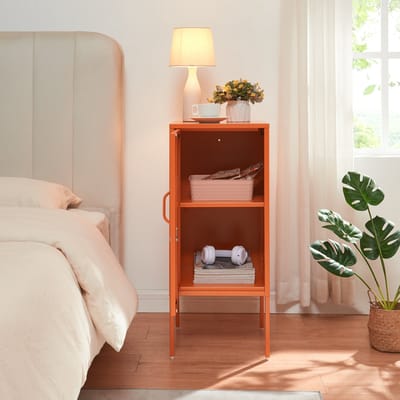 Nachtkastje Hausjärvi 82x35x35 cm staal oranje [en.casa]
