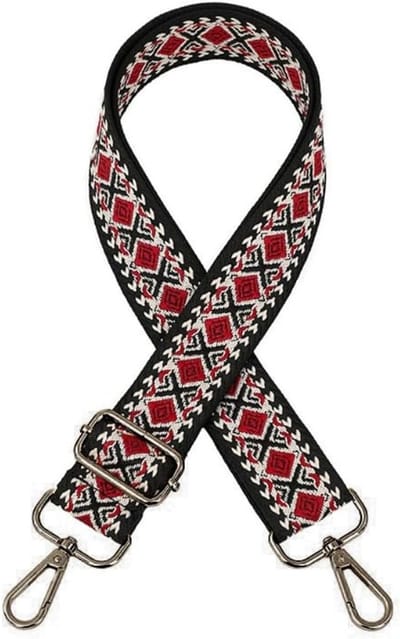 Verstelbare Schouderband voor Tassen, 3.8 cm Breed, Lengte 75-130 cm, Boho Stijl, Bronzen Gesp, Wijnrood, Perfect voor Handtassen en Rugzakken