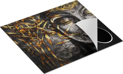 Chefcare Inductie Beschermer Gouden Boeddha van Aquarel - Abstract - 60x50 cm - Afdekplaat Inductie - Kookplaat Beschermer - Inductie Mat