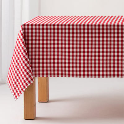 GAMUSI - Vlekbestendig Tafelkleed Katoen Polyester Vichy Ruit - 140 x 180 cm - Rood - Tafellaken met Vlekwerende Coating - Landelijke Stijl