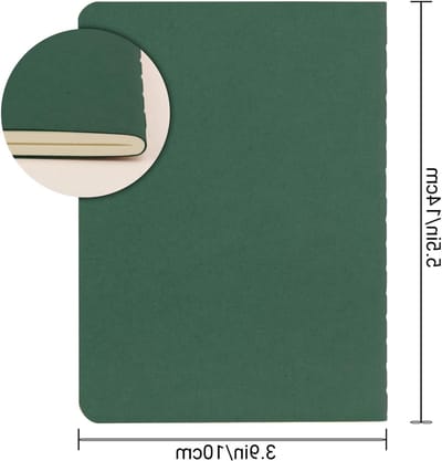 Notitieboeken A6 Geruit - 24 stuks met 30 vellen, 60 pagina's, 10x14 cm, 100g/m², Donkergroen, Zachtomslag, Perfect voor Notities en Schetsen