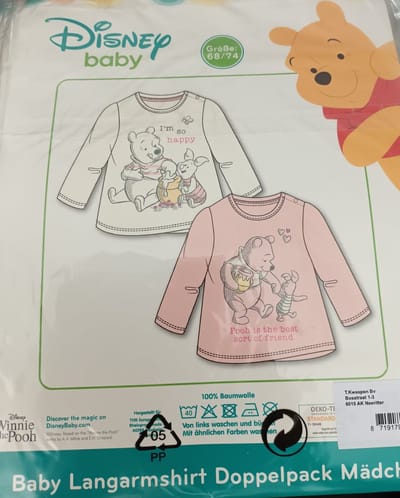Disney poeh  2 shirts met lange mouw maat 68/74