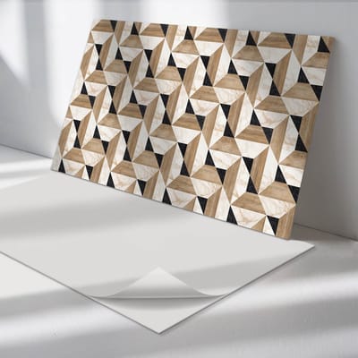Wallfluent Vinyl Wandpaneel - Geometrisch tegelpatroon PVC Muurpaneel - 100 cm x 50 cm - Bruin PVC wandpaneel - 1 stuk - Rechthoekig Wandbekleding Vinyl - Texturen Wandpaneel - Zelfklevende Wandbekleding - Wandpaneel Keuken en Badkamer