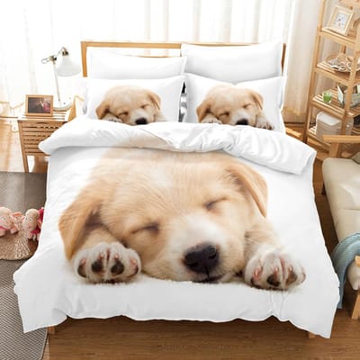 Schattige Honden Beddengoed Set Eenpersoons Twijfelaar Volledig Queen King Size Huisdier Hond Bed Set Volwassene Kind Slaapkamer Dekbedovertrek Sets 3D Print 030 AU Single(140x210cm)
