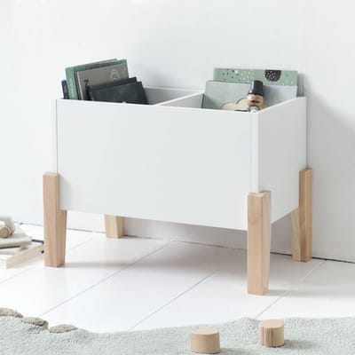 Petite Amélie ® Speelgoedkist Kinderen - Wit - Opbergkist met 2 Vakken - Genoeg Ruimte voor alle favoriete Boeken, Speelgoed of Knuffels - H.38x B.53x D.31,5 cm