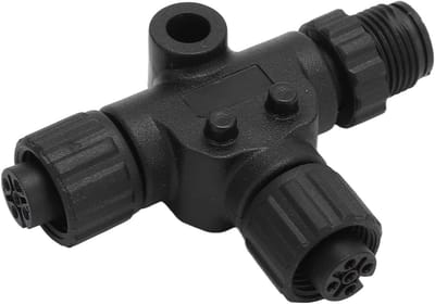 NMEA2000 3-poorts T-socket met M12 5-pins draad, IP67 waterdicht, voor het aansluiten van displays en sensoren, universeel en duurzaam materiaal