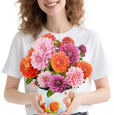 3D Pop-up Moederdagkaarten met Dahlia's - Verjaardags Wenskaarten en Boeketten