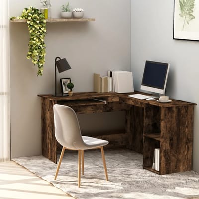 vidaXL - Hoekbureau - 120x140x75 - cm - bewerkt - hout - gerookt - eikenkleurig