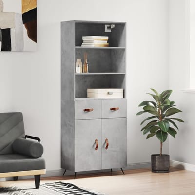 vidaXL - Hoge - kast - 69,5x34x180 - cm - bewerkt - hout - betongrijs