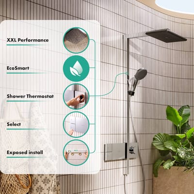 Hansgrohe Raindance alive Showerpipe - 210/340 1jet - ecosmart - thermostaat chr. - hoogglans chroom