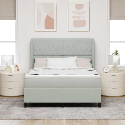 vidaXL - Boxspring - bed - met - hoofdeinde - Lichtgrijs - 200 - x - 140 - cm - Fluweel