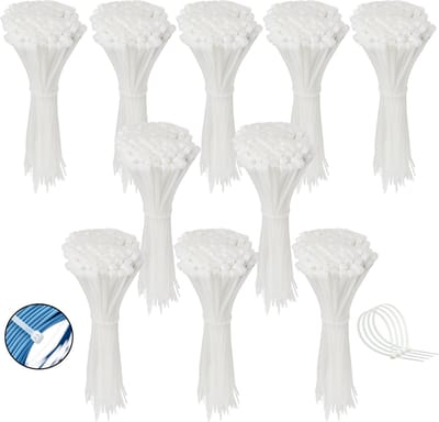 Polyamide kabelbinders, tie rips, witte kabelbinders, 300x4,8 mm / 1000 stuks