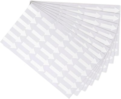 Set van 6 Kleine Pijl Stickers 1.2 x 0.5 cm PVC Plaklabels voor Stroomrichting, Defectmarkering en Kwaliteitscontrole, Wit