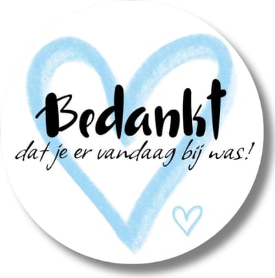20 x Blauwe Stickers Bedankt dat je er vandaag bij was | Bedanken Communie Doop Communie Afscheidsfeest Verjaardag | 4 cm