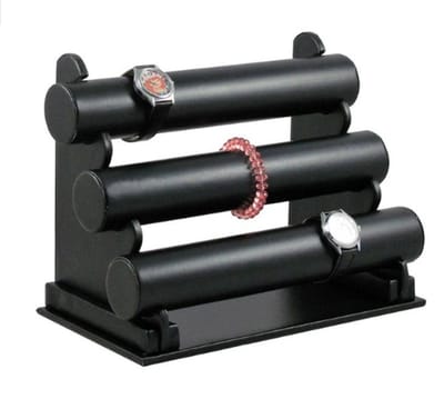 Fliex Sieraden display Armbanden standaard Zwart - 3 rollen - PU leer