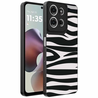 Geschikt voor Motorola Moto G56 Telefoonhoesje met zebra opdruk - TPU backcover case zebra design - Zwart Wit - Smartphonica geschikt voor Motorola Moto G56
