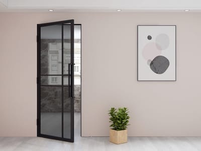 Stalen Scharnierdeur 6-vlaks Rookglas – Links – 2115 x 930 mm
