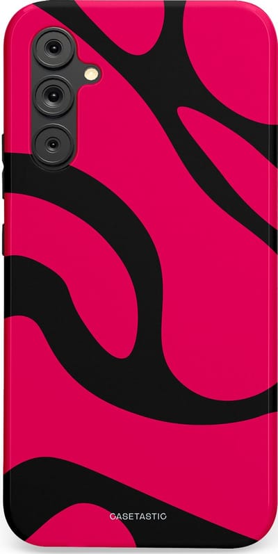 Casetastic hoesje geschikt voor Samsung Galaxy A34 (2023) 5G - Dubbellaagse bescherming - Zwart Roze Mamba Golven - Fashion Case - Roze Zwart