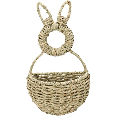 Panier de lapin de Pâques   Tissé Suspendu Non doublé Mural   Décor de Printemps pour Fleurs Cadeaux beige