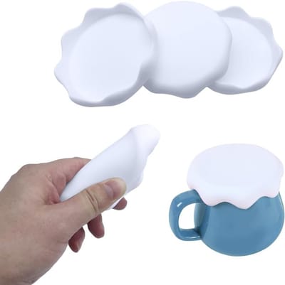 Universele Silicoenen Dekselset - 4 Stuks met Sneeuwvlokontwerp voor Bekers, Glazen en Blikjes (8 cm Binnen Diameter)
