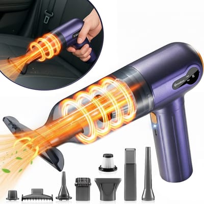Kruimeldief Snoerloos – 15000 PA Zuigkracht – 7 Opzetstukken – Auto Handstofzuiger met HEPA Filter – Air Duster – Kruimelzuiger – Woodoro