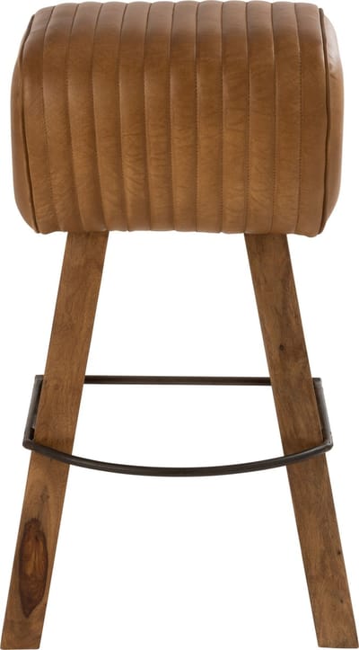J-Line kruk Gym - leder/hout - camel/naturel