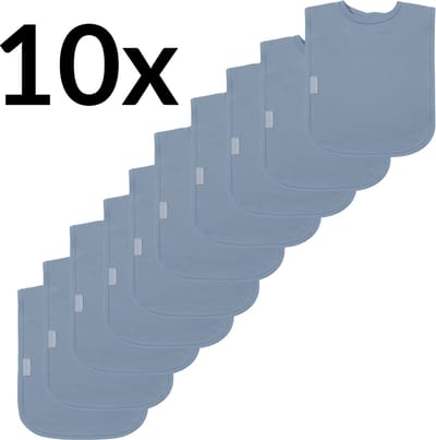 Funnies Interlock Slabben 10-Pack Grey Blue - Set van 10 Zachte Slabbetjes - Slabbers - Kwijldoekjes - 25x40 cm - Gemaakt van Duurzaam Katoen - Absorberend en Makkelijk Wasbaar - Ideaal voor Voeden en Kwijlen