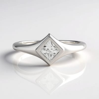 Cavill - Elegante Zilveren Ring 925 Sterling met Princes Geslepen Cambodjaanse Zirkoon 0,865 ct - Geplatineerd - Moderne Bezel Zetting