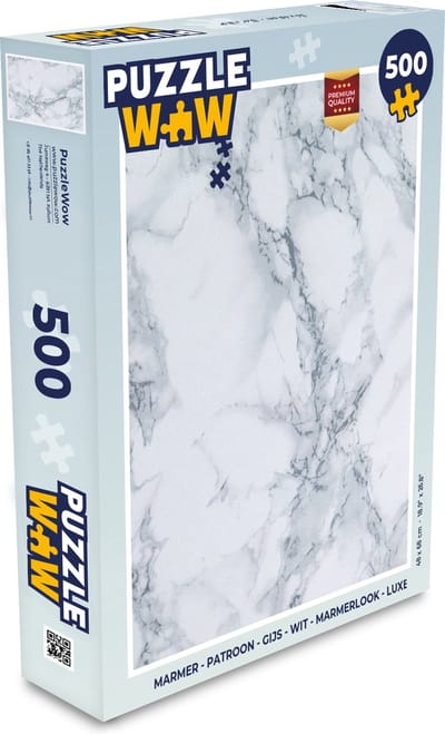 Puzzel Marmer - Patroon - Gijs - Wit - Marmerlook - Luxe - Legpuzzel - Puzzel 500 stukjes