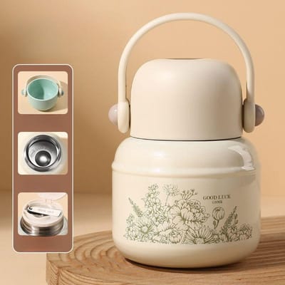 Nouvelle Tasse à Braiser à Haut Niveau d'Apparence Pot Isolé en Acier Inoxydable Tasse à Eau Isotherme Portable Pot à Braiser de Bureau 600ml