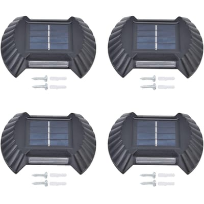 Lot de 4 appliques murales solaires étanches multifonctions à LED pour patio, cour, jardin