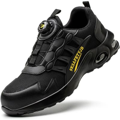 Ademende veiligheidsschoenen Heren Roterende knop Werkschoenen Luchtkussen Heren Beschermende schoenen Anti-smash Anti-lek Werklaarzen 38 black