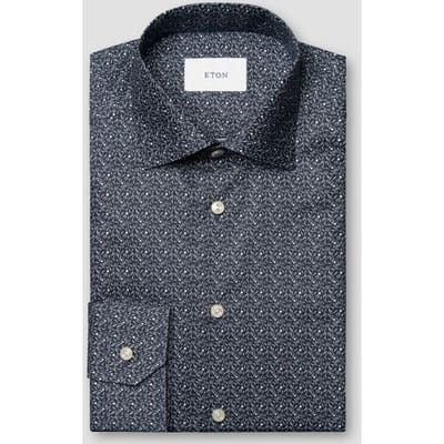 Eton Overhemd Allover Mini Flower Pattern Signature Twill Navy / male