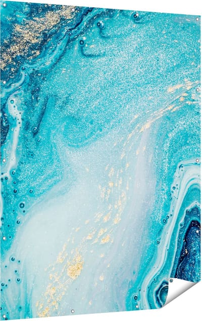 Gards Tuinposter Abstracte Kunst Blauwe Oceaan - 120x160 cm - Tuindoek - Tuindecoratie - Wanddecoratie buiten - Tuinschilderij