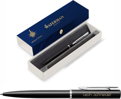 Balpen met Gravure - Gepersonaliseerd Cadeau voor Hem en Haar - Inspiratie uit Parijse Mode - Blauwe Inkt, Medium Punt