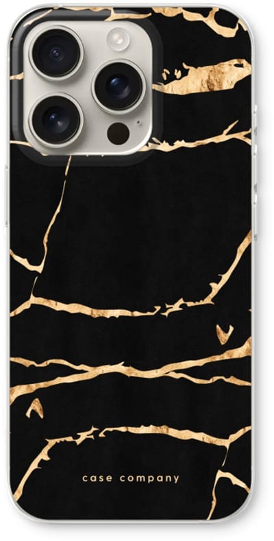 Case Company® - Hoesje geschikt voor iPhone 16 Pro hoesje - Gouden marmer - Soft Cover Telefoonhoesje - Bescherming aan alle Kanten en Schermrand