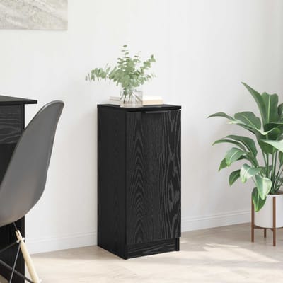 vidaXL - Dressoir - Zwart - Eiken - 30 - x - 30 - x - 70 - cm - Bewerkt - hout