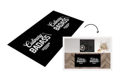 Keukenloper - Loper keuken - Frituur - Barbecue - Bakken - Culinary Badass - Koken - Spreuken - Voor wie niet kan koken - 120x60 cm - Keukenloper vinyl