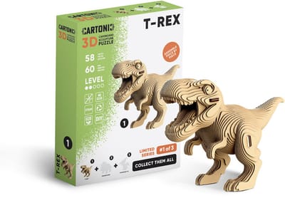 CARTONIC-3D PUZZLE -Collectible T-REX- puzzelen karton 3D DIY Creatief Speelgoed Decoratie Interieur Cadeau Ecologisch Voor kinderen en volwassenen