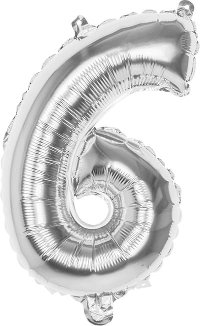 Boland - Folieballon '6' zilver (36 cm) 6 - Zilver - Cijfer ballon