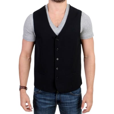 Zwart Wol Vest Klassieke Stijl