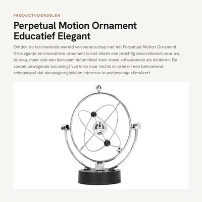 Dailygoods- Perpetuum Mobile Driedimensionaal Ornament - Educatief - Eenvoudige Installatie - Elegant Ontwerp - Wetenschappelijke Kennis - Beweegbare Bal - Bewegend Ornament