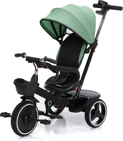 Driewielerwagen - Kinderdriewieler - Buiten spelen - Groei mee met je kind - Tot 22 kg - Zwart groen